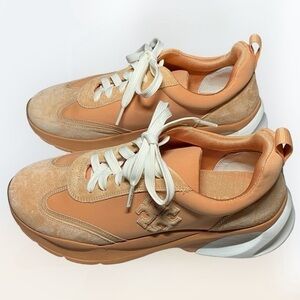 Tory Burch Peach Leather Sneakers in Size 10